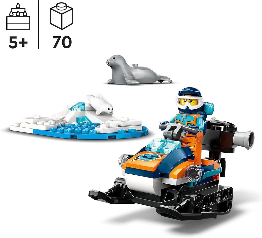 LEGO 60376 City Arktis-Schneemobil, Konstruktionsspielzeug-Set mit 3 Tier-Figuren und Einer Explorer
