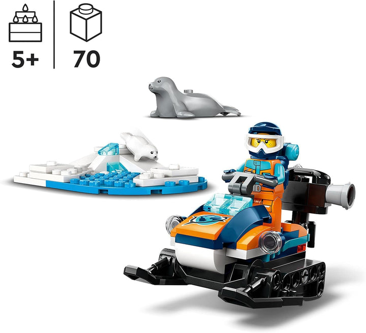 LEGO 60376 City Arktis-Schneemobil, Konstruktionsspielzeug-Set mit 3 Tier-Figuren und Einer Explorer