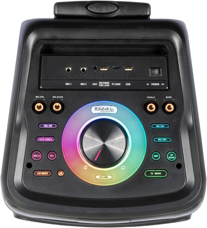 Ibiza STUPDJ1400 Aktiver Lautsprecher 1400W – Bluetooth, USB, TWS, LED-Lichteffekte, DJ & Karaoke Bo