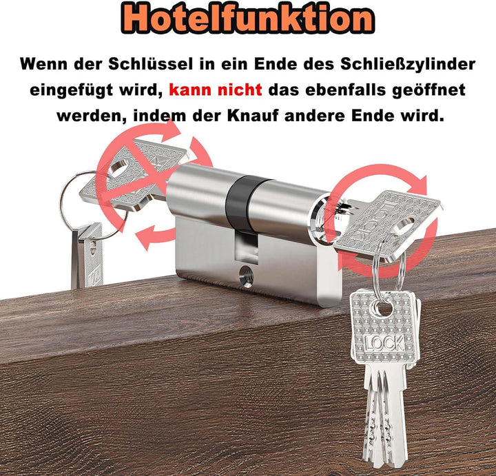 MANICAF 4 Stück Schliesszylinder, Profilzylinder 30/30, Zylinderschloss, Profil-Doppelzylinder mit 1