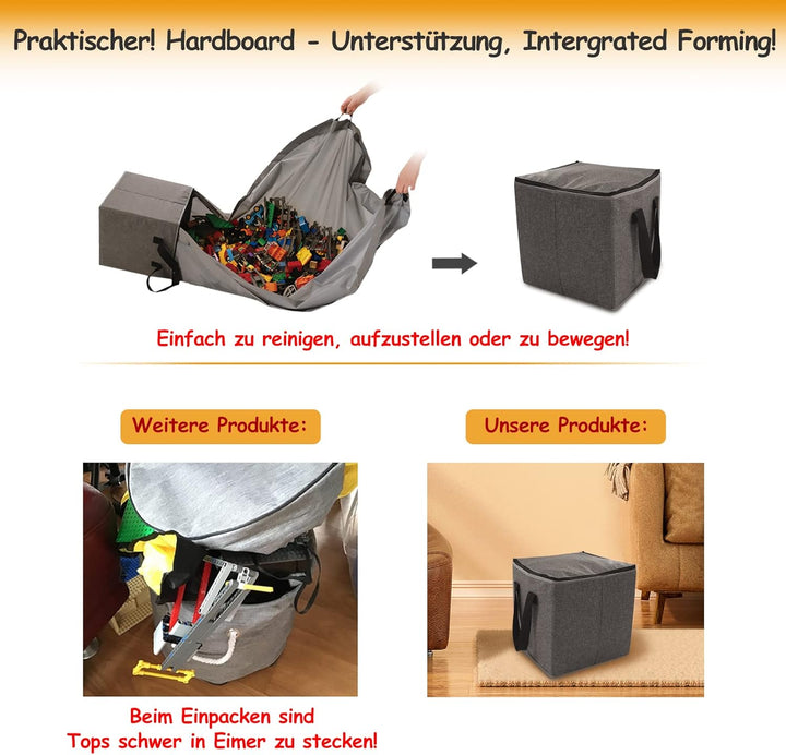 Spielzeug Tasche für Lego Spielmatte – Duplo Spielzeug Aufbewahrungsbehälter für Kinder mit Deckel d