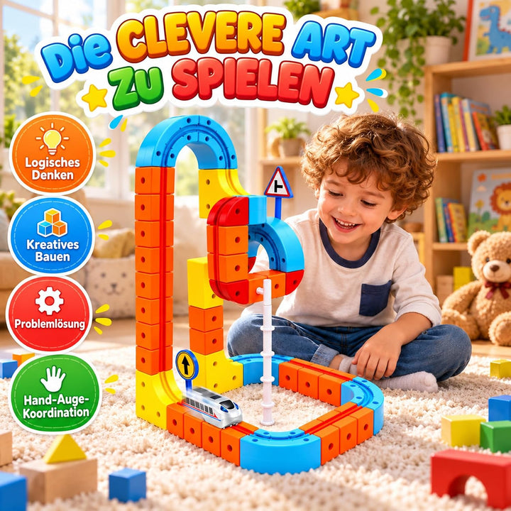 154 Pcs Elektrisches Eisenbahn Set DIY Zugstrecken Spielzeug