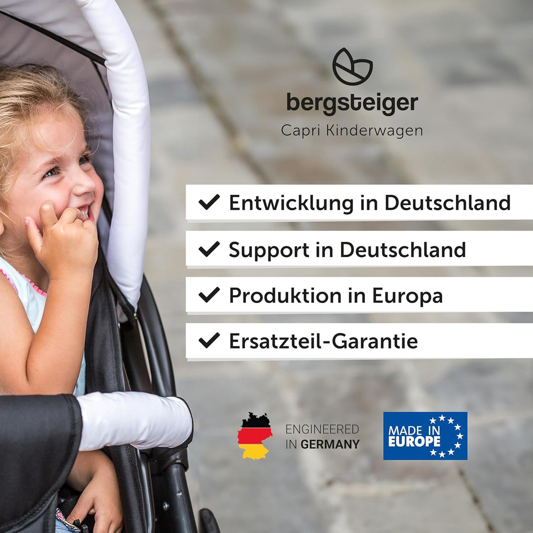Bergsteiger Capri Kombikinderwagen 2-in-1 ohne Babyschale – Babywanne & Sportsitz, Luftreifen, Feder