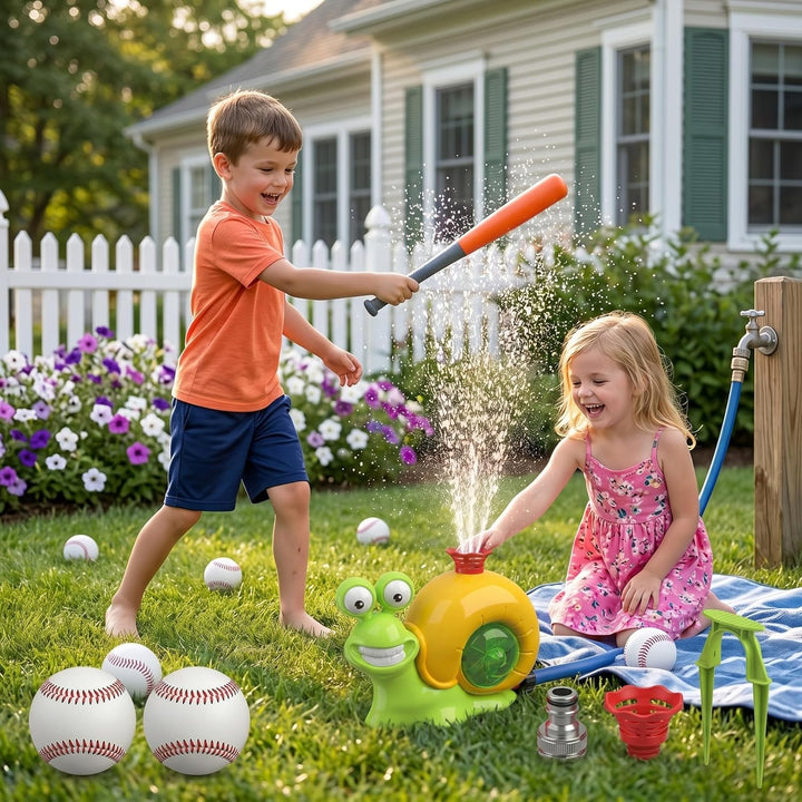 Baseball-Wasserspielzeug, niedliches Schnecken-Wasser-Baseball-Sprinkler-Tball-Set mit automatischem