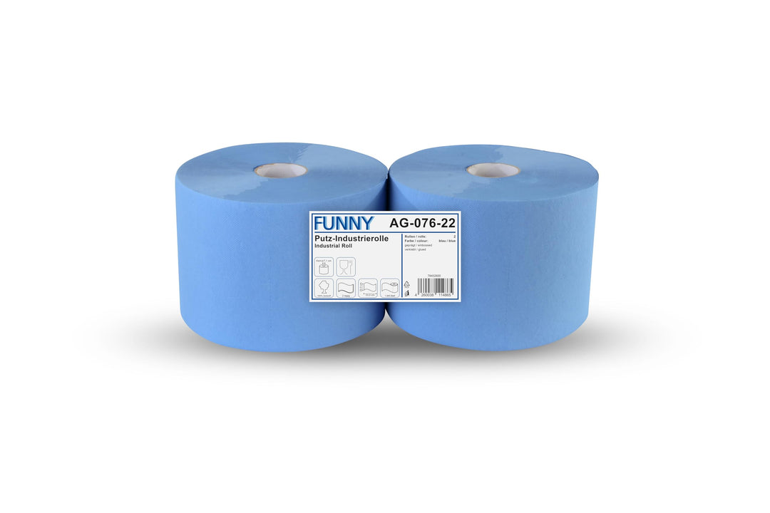 Funny Putzpapierrollen, 2 lagig, blau, circa 22 cm, 1000 Blatt, 1er Pack (1 x 2 Stück)