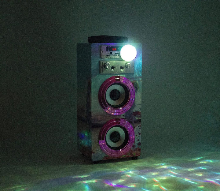 DYNASONIC Karaoke mit 2 Mikrofonen, tragbarer Karaoke-Maschine, Bluetooth-Lautsprecher, USB- und SD-