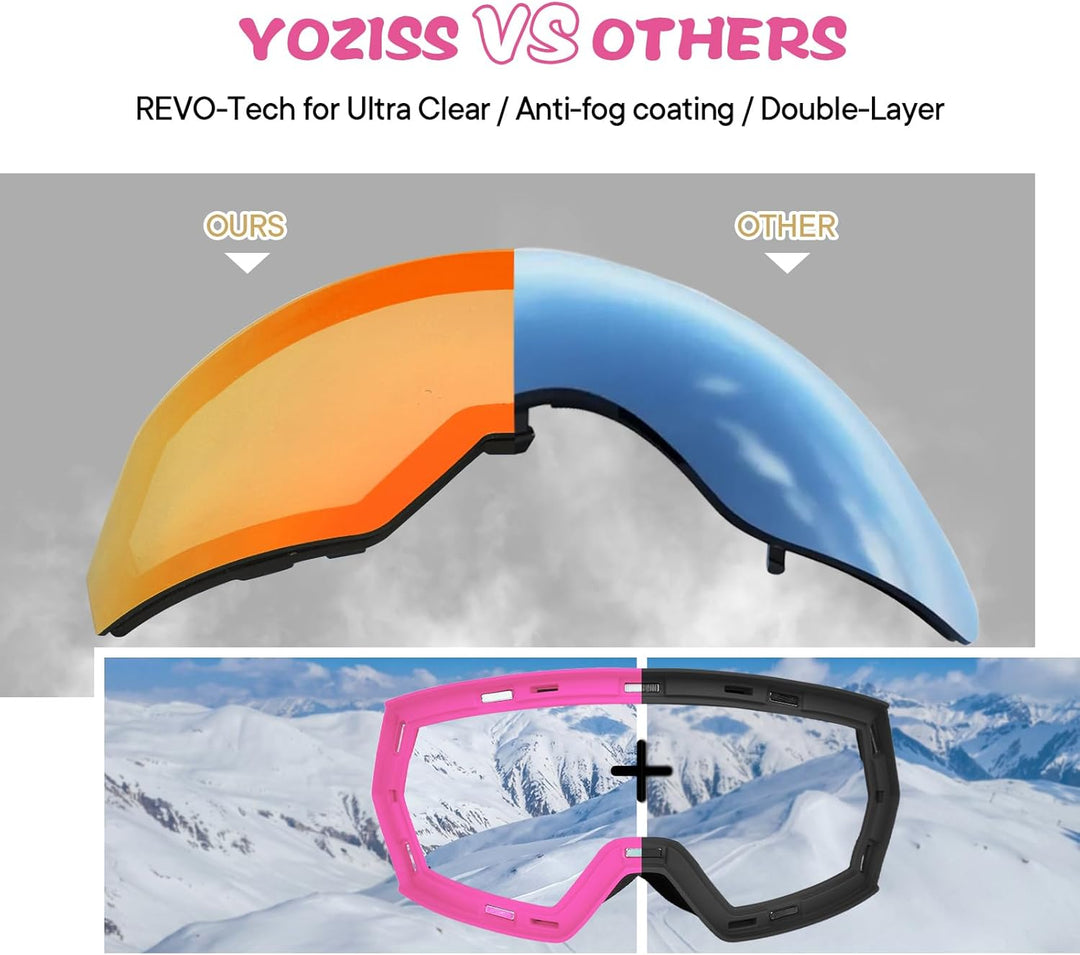 YOZISS Unisex Skibrille für Herren und Damen Jungen,OTG Snowboardbrille UV400 Schutz Skibrille für B