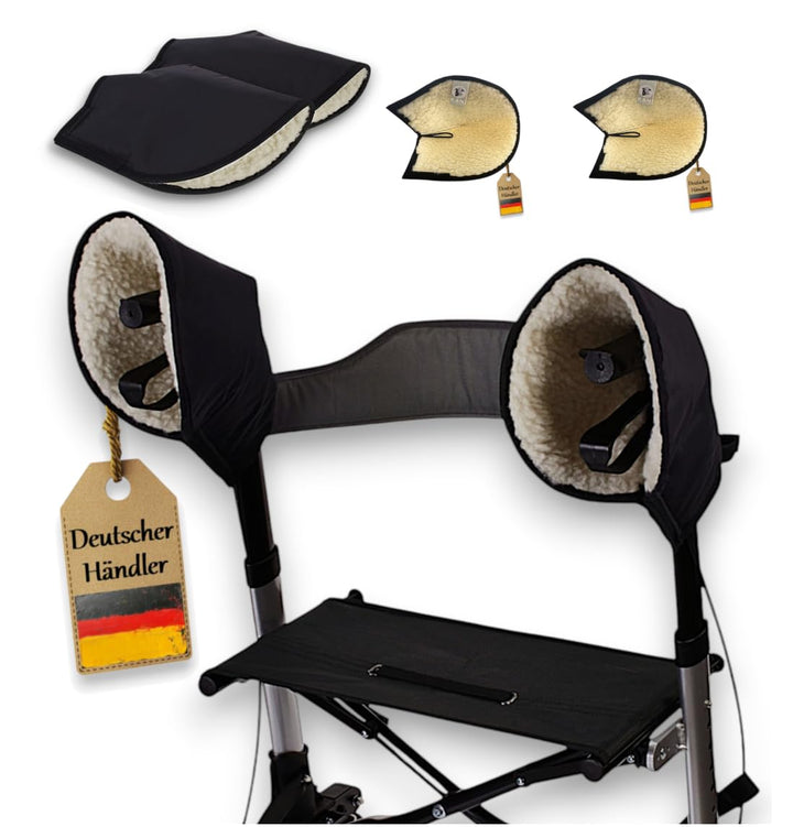 Rollator Handschuhe mit 100% Schurwolle, von FabaCare, Schurwollhandschuhe, extra warme Handwärmer,
