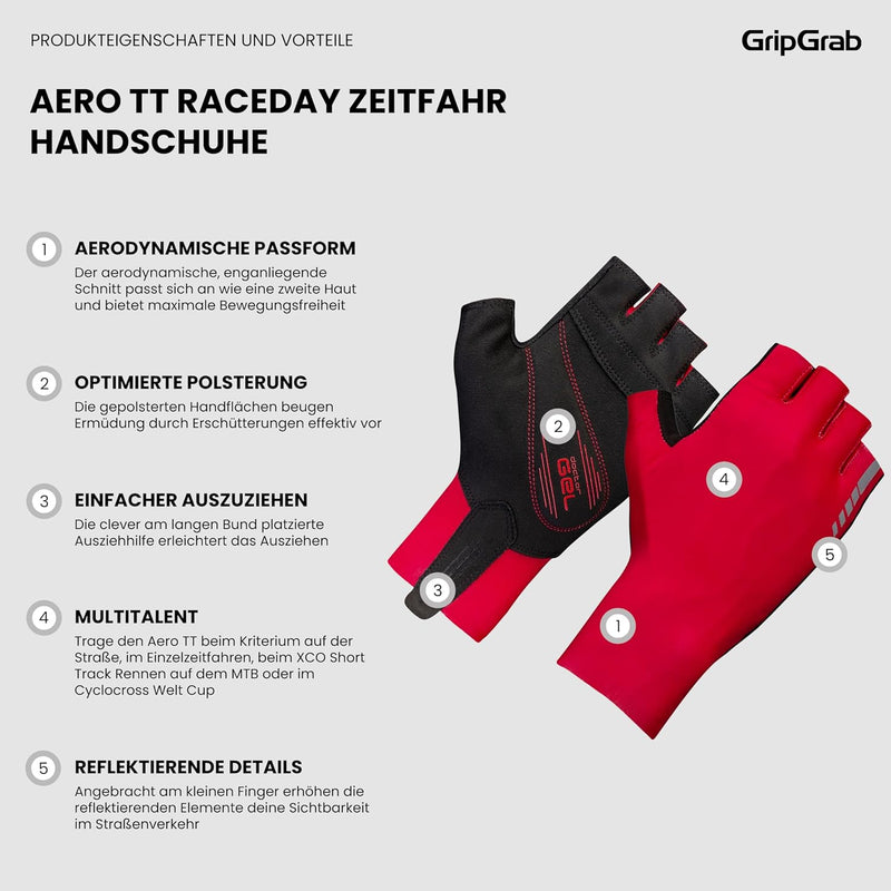 GripGrab Aero TT Aerodynamische Profi Radsport Race Handschuhe Kurzfinger Sommer Rennrad Zeitfahren