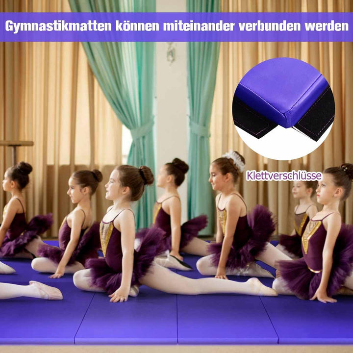GOPLUS Weichbodenmatte, Yogamatte rutschfest mit Klettverschlüssen &amp; Tragegriffen, 300x116x5 cm Gymn