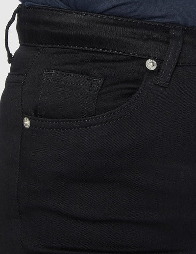 NA-KD Damen Skinny High Waist Open Hem Jeans, Schwarz