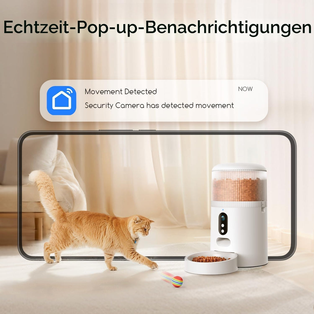 Faroro Futterautomat Katze WiFi, 3MP HD Video Katzenfutter Automat mit Nachtsicht, 4L Futterspender