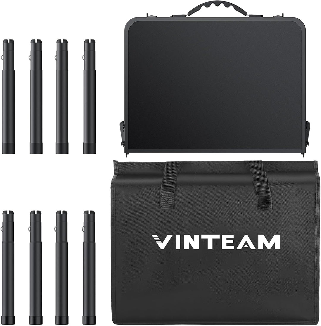 VINTEAM Campingtisch, 3-Fach höhenverstellbar, Leichter klappbarer Picknicktisch mit MDF-Platte, tra