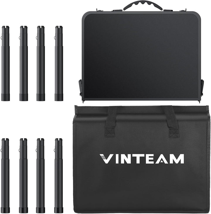 VINTEAM Campingtisch, 3-Fach höhenverstellbar, Leichter klappbarer Picknicktisch mit MDF-Platte, tra