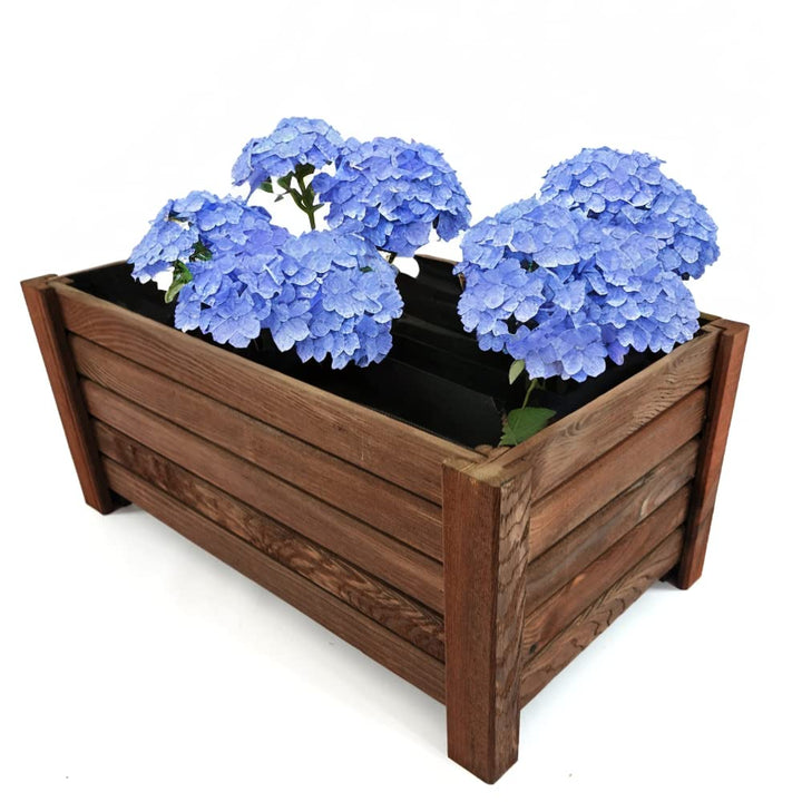 Ogrodzenia Wiklinowe Pflanzkübel Rechteckig 59 x 33 x25 cm - Holz Blumentopf - Dunkelbraun - Pflanzk