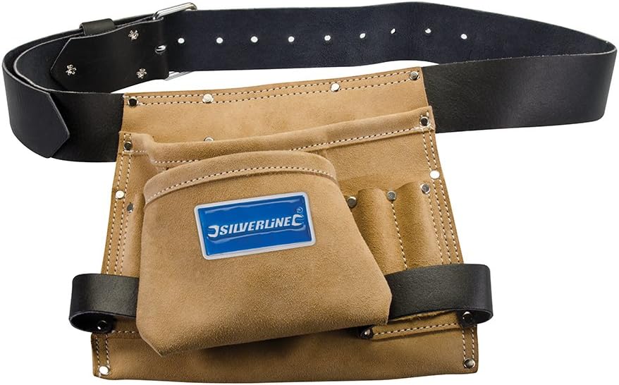 Silverline 675030 Leder Nagel und Werkzeugtasche 8 Pocket 260 x 230 mm 1 Mehrfarbig, 1 Mehrfarbig