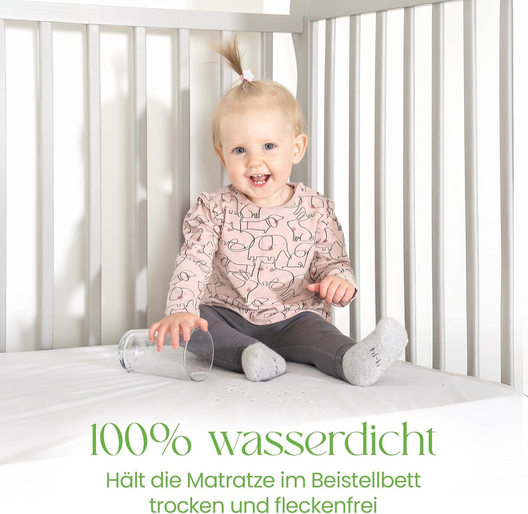 Matratzenschoner 60x120 Baby Wasserdicht 100% Bambus Matratzenschutzbezug für Kinderbetten weiche At