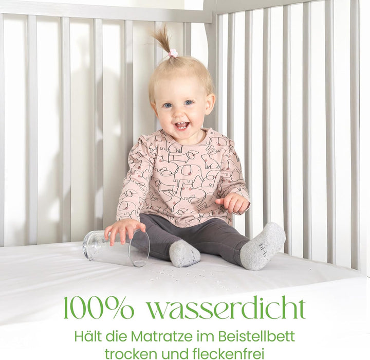 Matratzenschoner 60x120 Baby Wasserdicht 100% Bambus Matratzenschutzbezug für Kinderbetten weiche At