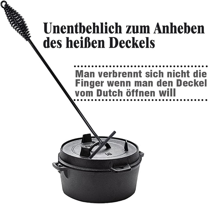 Deckelheber Dutch Oven Griffhaken, 26CM Dutch Oven Haken und Feuertopf Deckelheber, Untersetzer Dutc