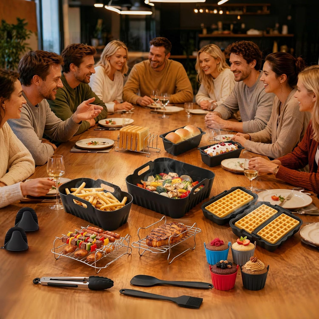Heissluftfritteuse Silikonform Set für Philips Dual Basket 9L (6L+3L) | Airfryer zubehör Set für Phi