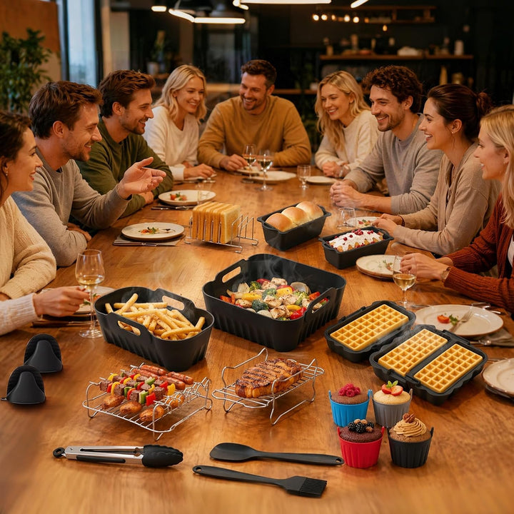 Heissluftfritteuse Silikonform Set für Philips Dual Basket 9L (6L+3L) | Airfryer zubehör Set für Phi