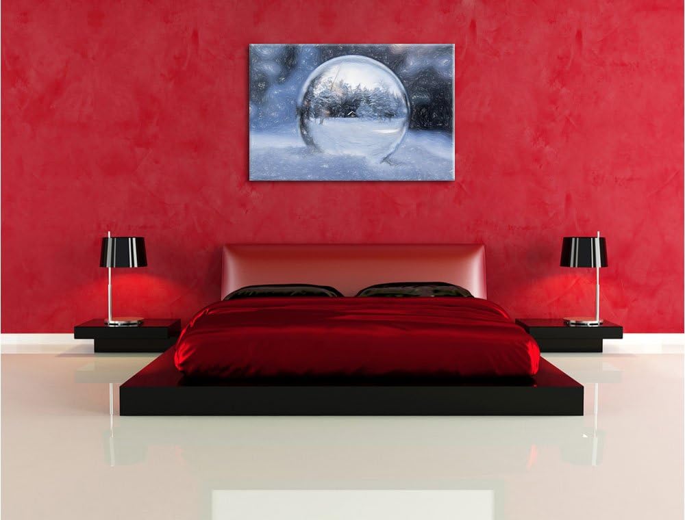 Pixxprint Eiskugel Winterlandschaft als Leinwandbild/Grösse: 100x70 cm/Wandbild/Kunstdruck/fertig be