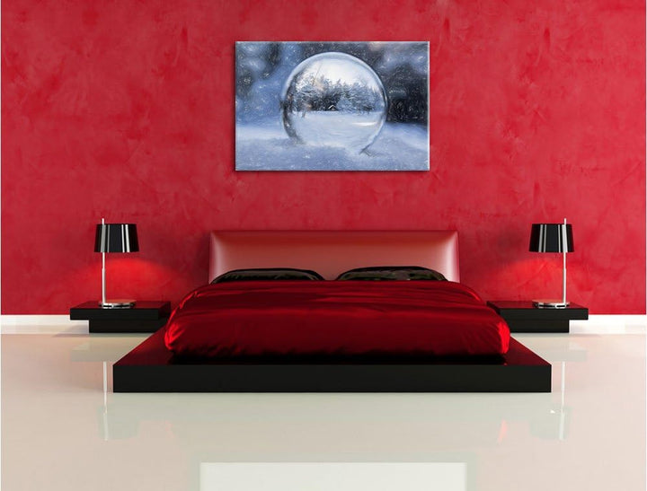 Pixxprint Eiskugel Winterlandschaft als Leinwandbild/Grösse: 100x70 cm/Wandbild/Kunstdruck/fertig be