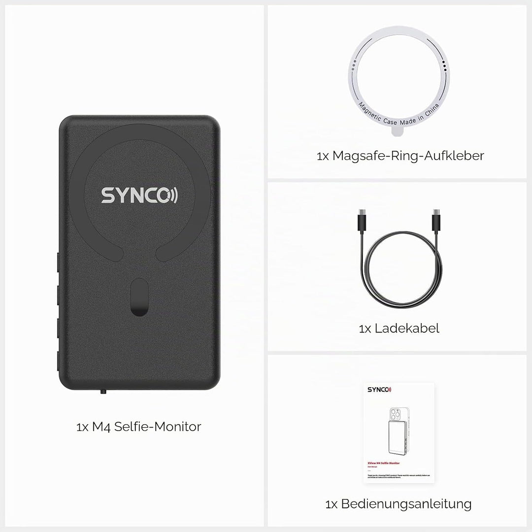SYNCO XView M4 Selfie Monitor Screen - P2P Direct Connection Ultra-Low Latency Selfie Back Camera Mo