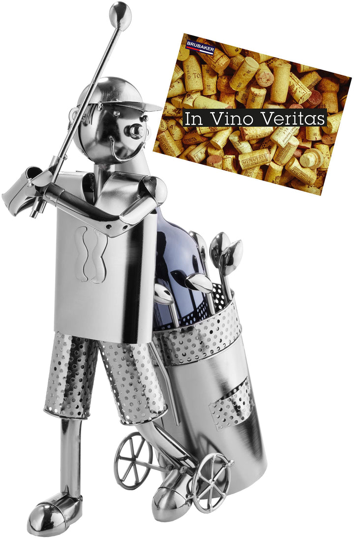 BRUBAKER Flaschenhalter Golfspieler beim Abschlag Metall Skulptur Geschenk mit