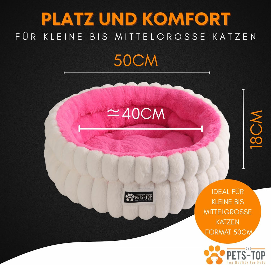 Katzenbett Flauschig – Katzenkissen Rund Weich – Cat Bed Waschbar – Schlafplatz für Katze & Kleine H