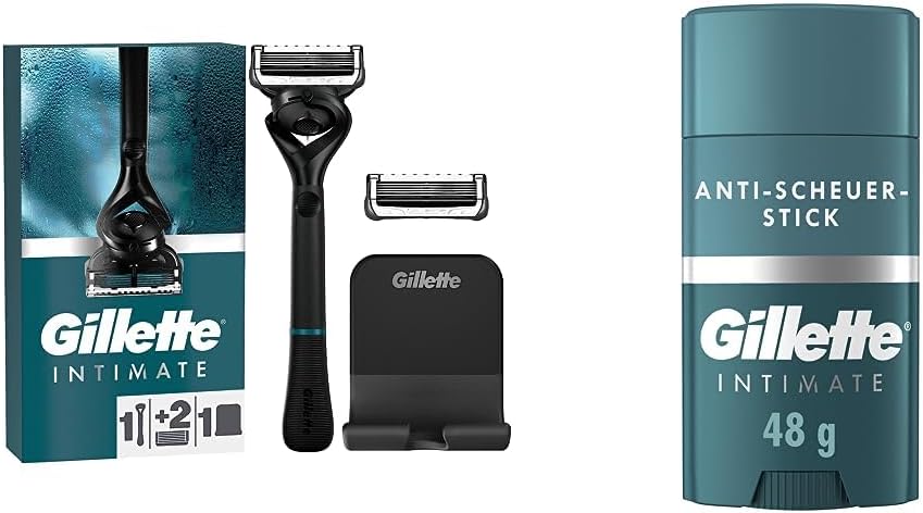 Gillette Intimate Rasierapparat mit 2 Klingen & Intimate Intimpflege Anti-Scheuer-Stick Bundle mit A