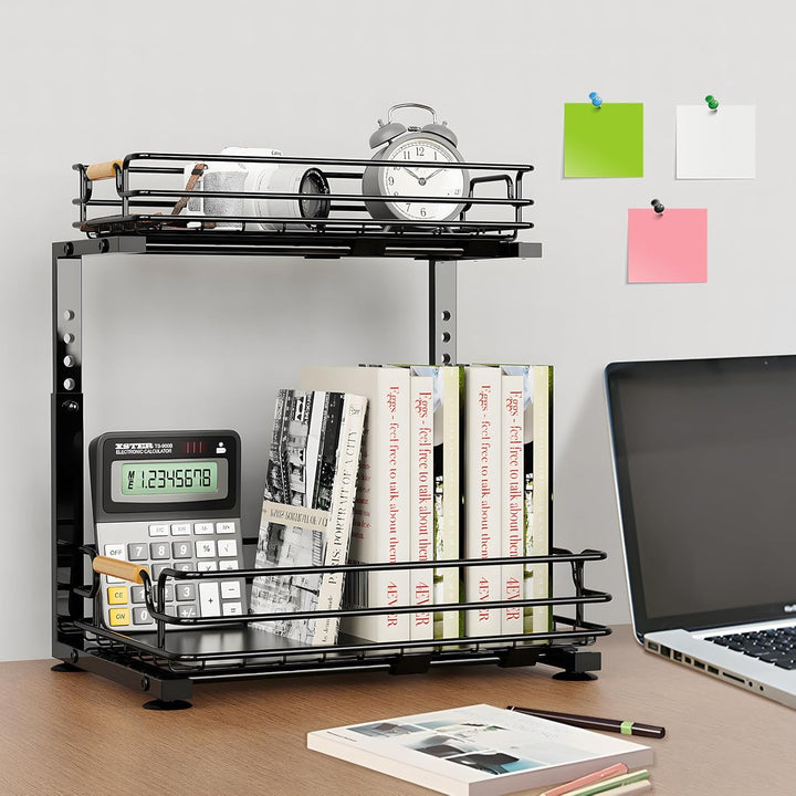 JYPS Spülschrank Organizer, 2 Etagen Metall Unter Waschbecken Regal Organizer, Höhenverstellbar Ausz