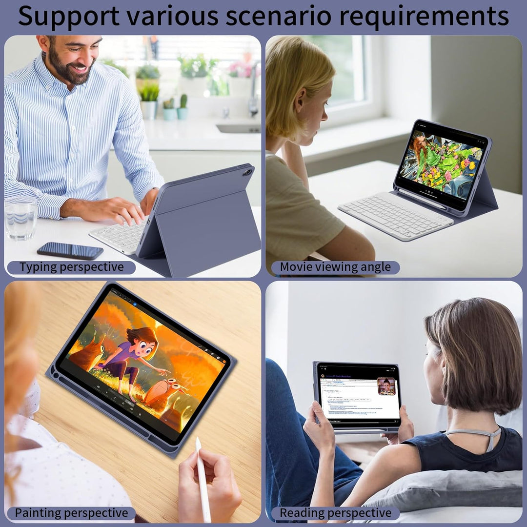 ZOPSGYU Hülle mit Tastatur für iPad (A16) 11/10 Generation (2025/2022, 11/10.9 Zoll), Schutzhülle mi