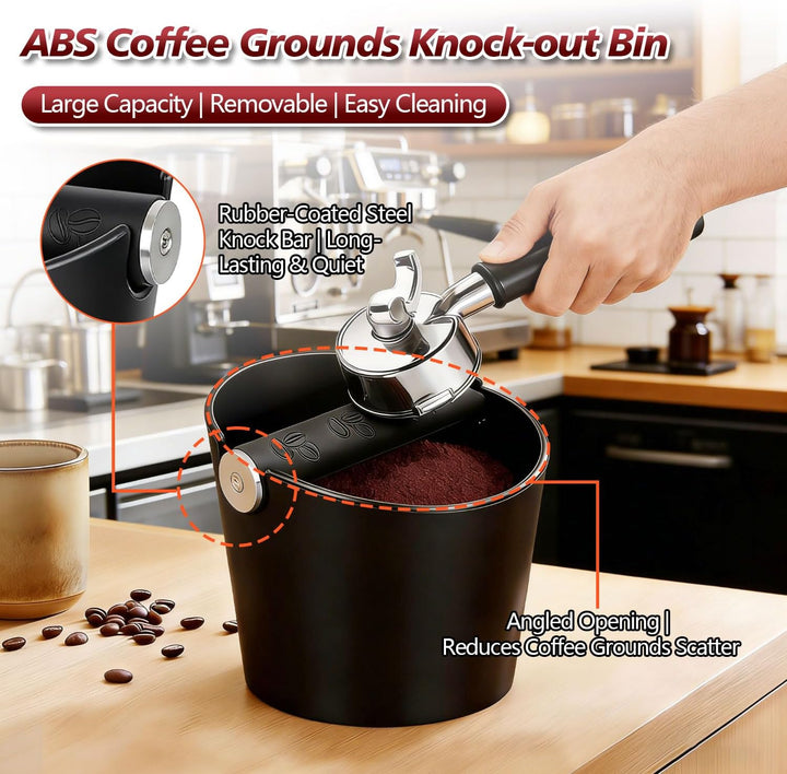 ABS Abklopfbehälter für Siebträger mit Grossem Fassungsvermögen, Knock Box Geräuscharm, Kaffeesatz A