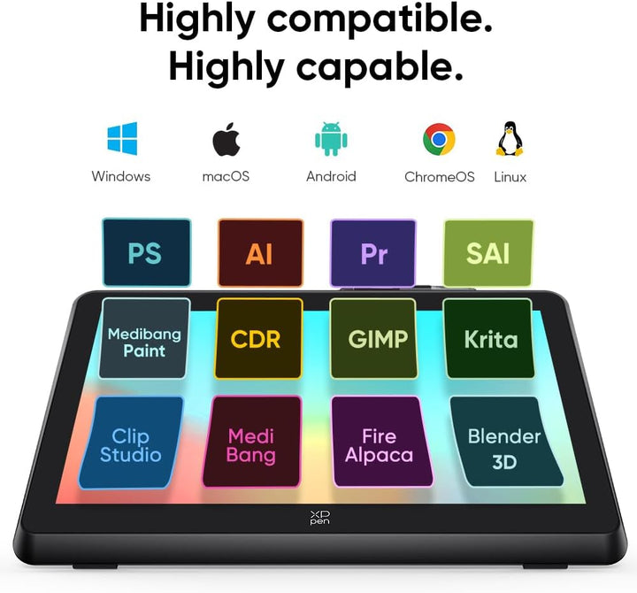 XPPEN Artist 22 Plus Grafiktablett mit Display 16K Druckstufen, Grafiktablett Digital Zeichnung FHD