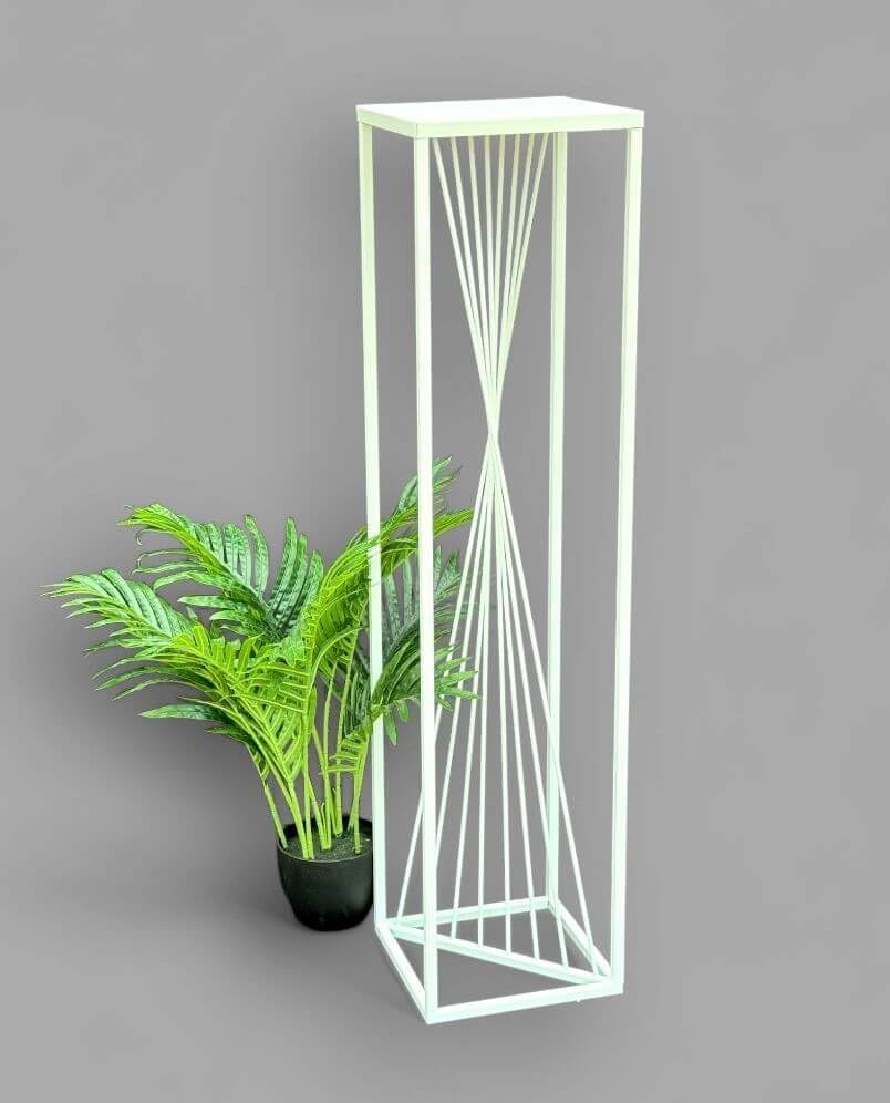 DanDiBo Blumenhocker Metall Weiss Eckig 100 cm Blumenständer Beistelltisch 96568 Blumensäule Pflanze
