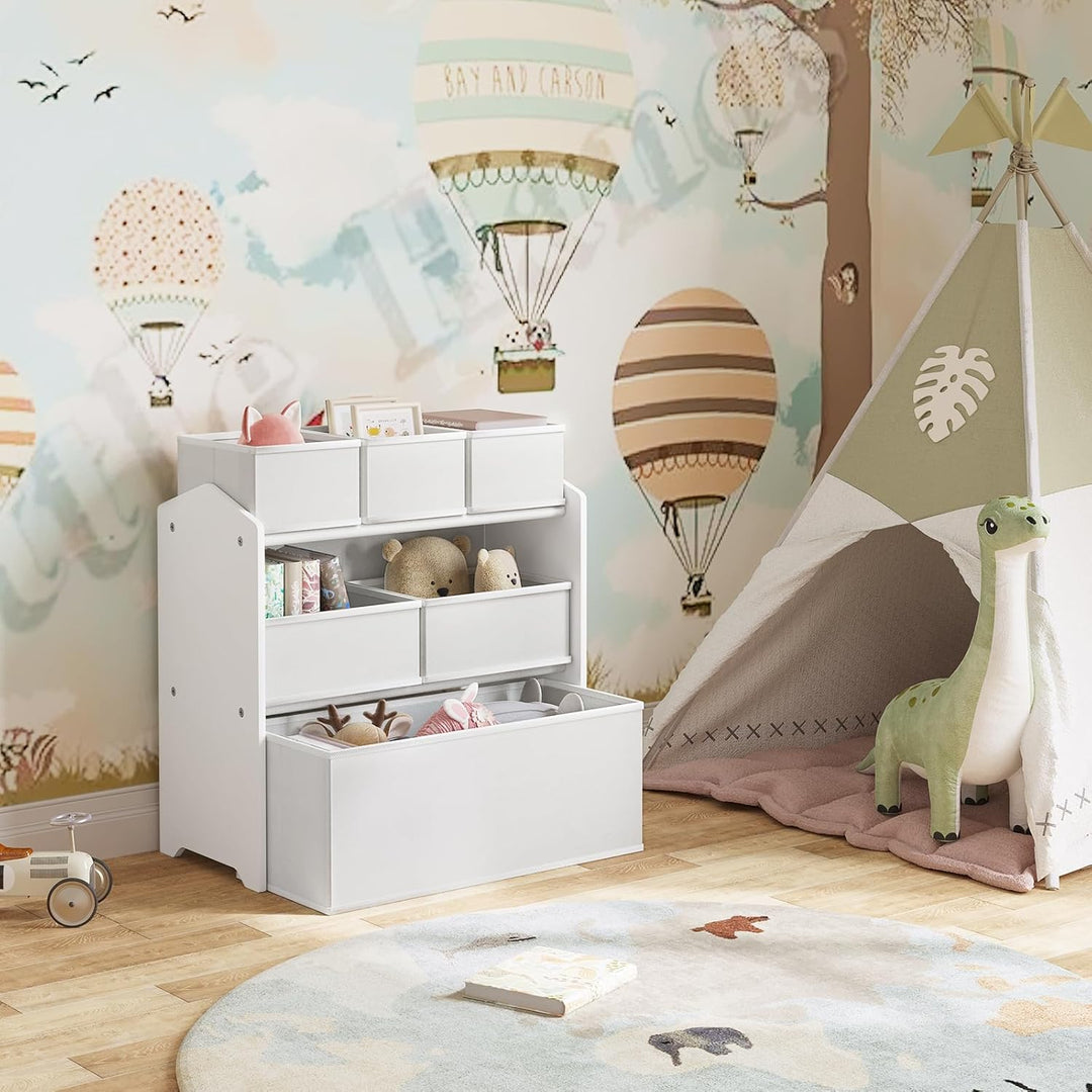 Lestarain Kinderregal mit 9 Aufbewahrungsboxen, Spielzeugregal, Regal Kinderzimmer Spielzimmer, Kind