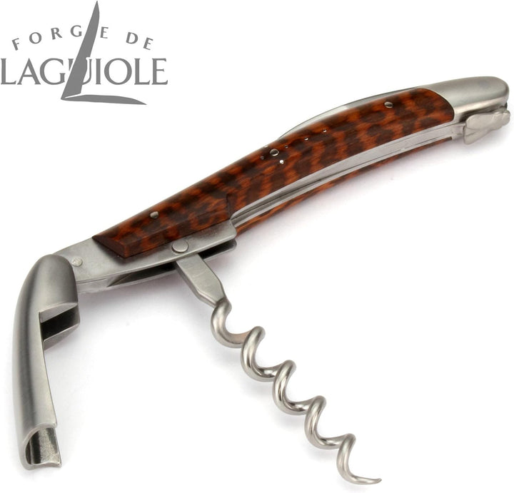 Forge de Laguiole Kellnermesser - Griff Schlangenholz Amourette - Edelstahl matt - Weinöffner Sommel
