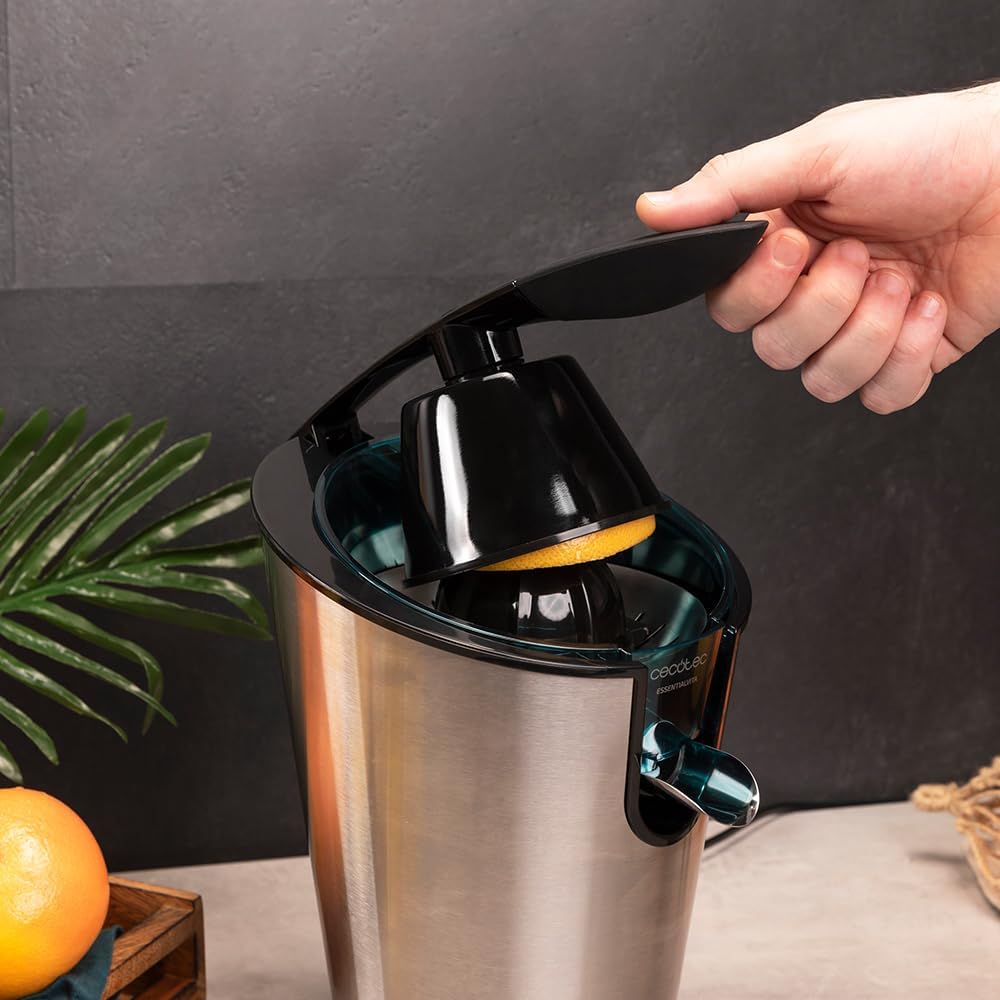 Cecotec Elektrische Zitruspresse für Orangen EssentialVita PowerFresh 1000 Inox. 1000W, Rostfreier F