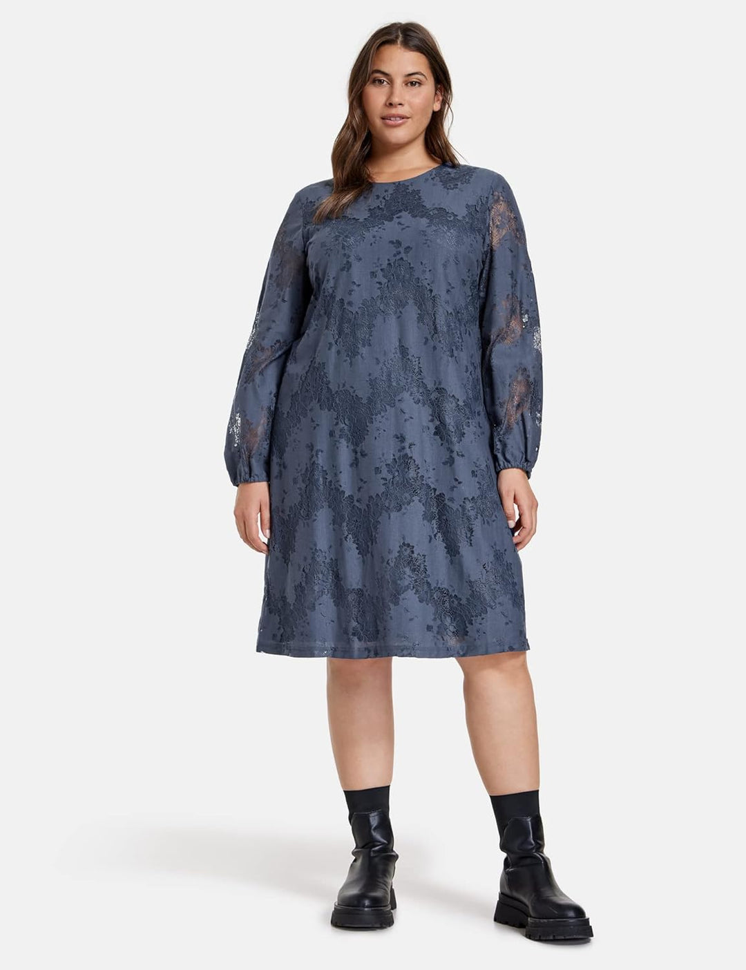 SAMOON Damen Pullover Turtle Kleid, Nordic Blue, 42