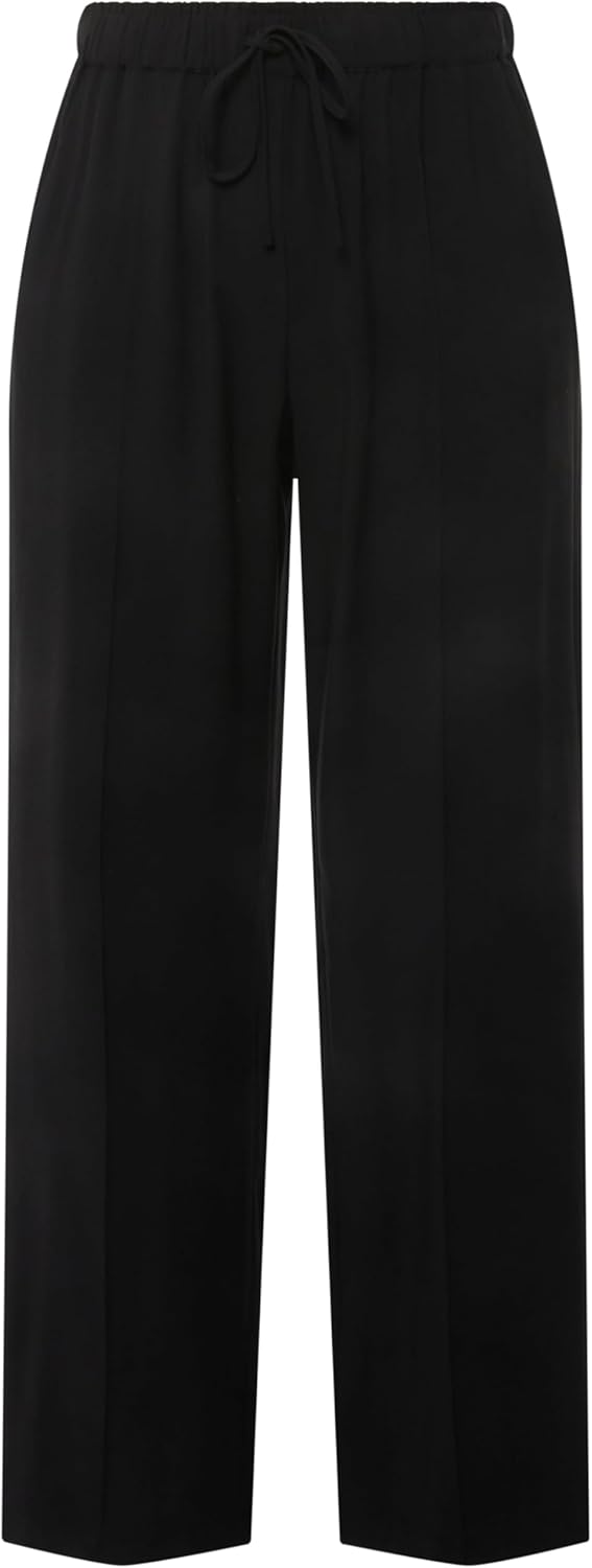 Ulla Popken Damen Creased Slip-on Pants Hose 46 Schwarz, 46 Schwarz