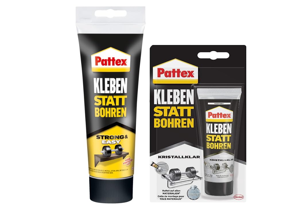 Pattex Montagekleber Kleben statt Bohren, starker Kraftkleber für sofortigen Halt, universell einset