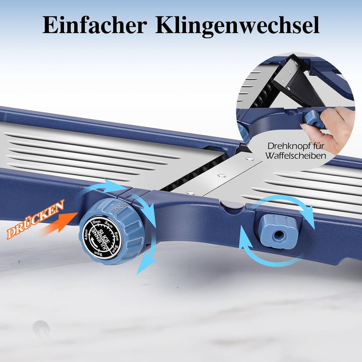MASTERTOP Mandoline Gemüsehobel, 10 In1 Verstellbar Gemüseschneider Gurkenhobel für Kartoffelchip, Z