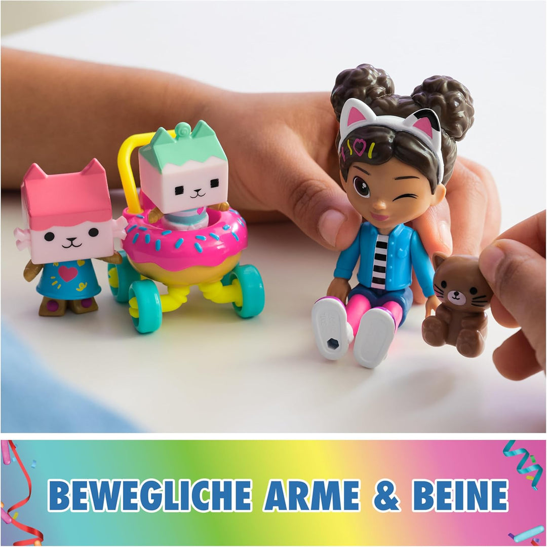 DreamWorks GABBY'S Dollhouse - Kitty Care Figuren Set, Gabby mit 2 Katzenfiguren und Kinderwagen, ab