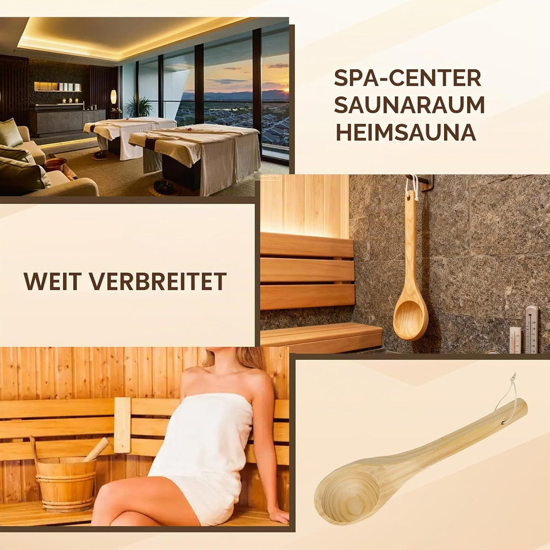 Saunakelle, hölzerner Saunalöffel, handgefertigter Löffel, hölzerner Salzbadlöffel, Saunazubehör, Sa