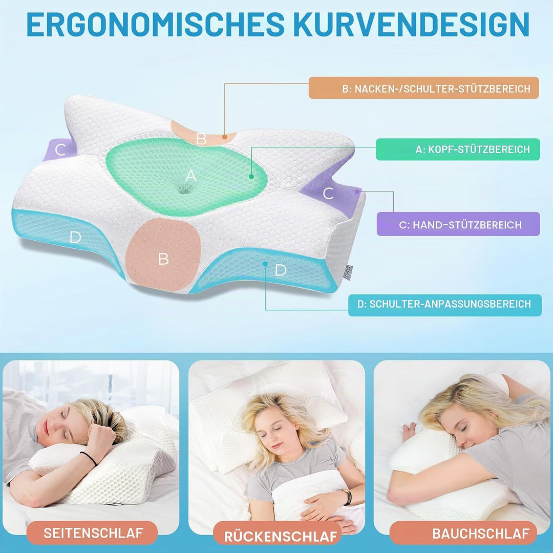 Elviros Orthopädisches Kissen aus Memory Foam, Seitenschläferkissen Nackenstützkissen, Kopfkissen Na