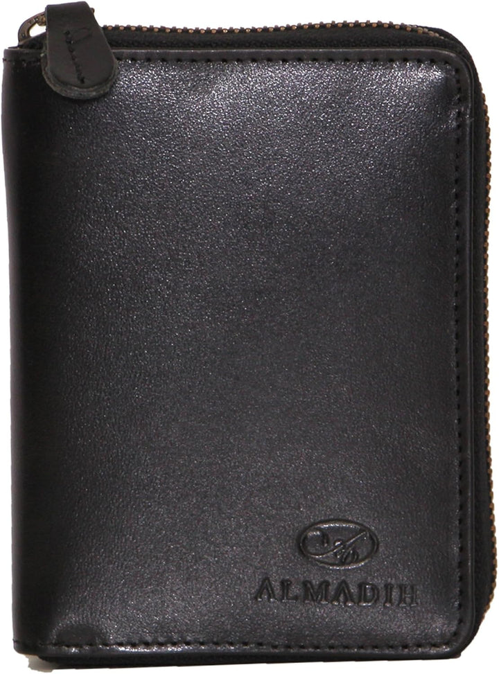 ALMADIH Premium Leder Portemonnaie Hochformat mit Reissverschluss 17 Kartenfächer in Geschenkbox - P