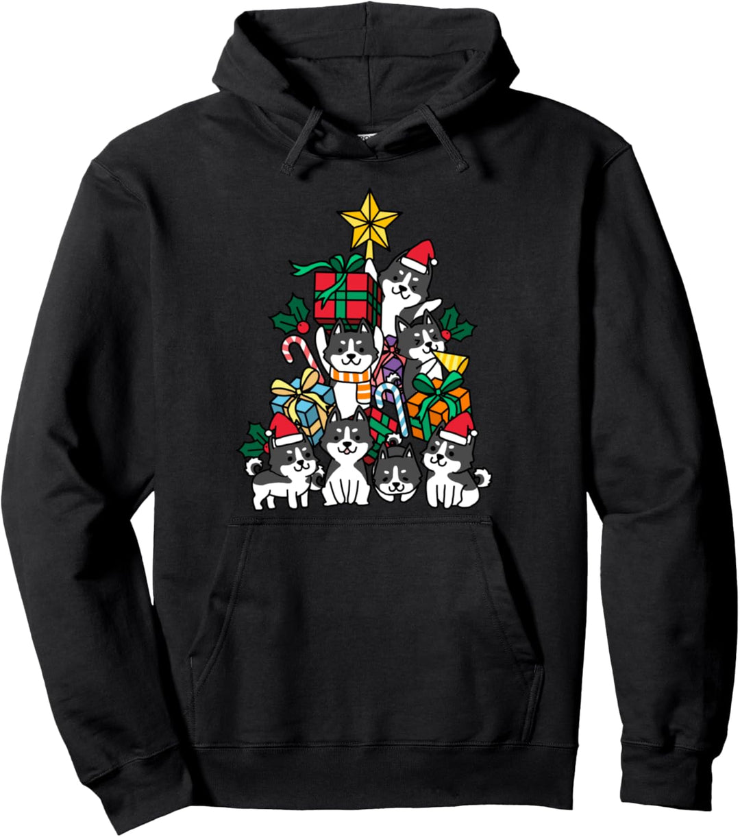 Weihnachtsbaum Husky Hund Pullover Hoodie
