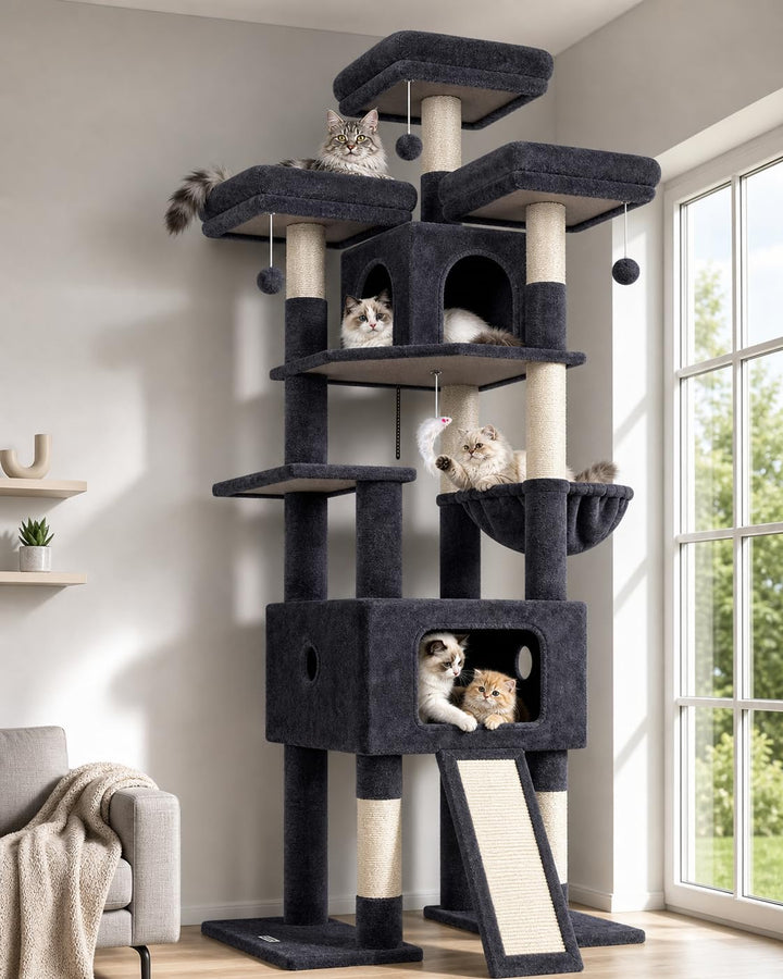 Globlazer F75 Kratzbaum XXL für 3-4 Grosse Katzen 192 cm Stabil Katzenbaum | Extragross Katzenhäuse,