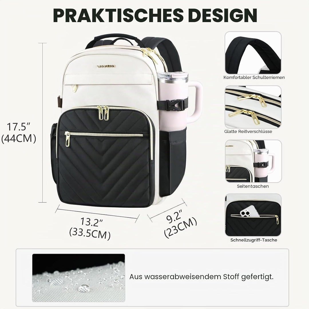 VANKEAN Laptop-Rucksack für Damen und Herren, 17,3 Zoll (43,9 cm), Modischer Rucksack, Wasserdichter
